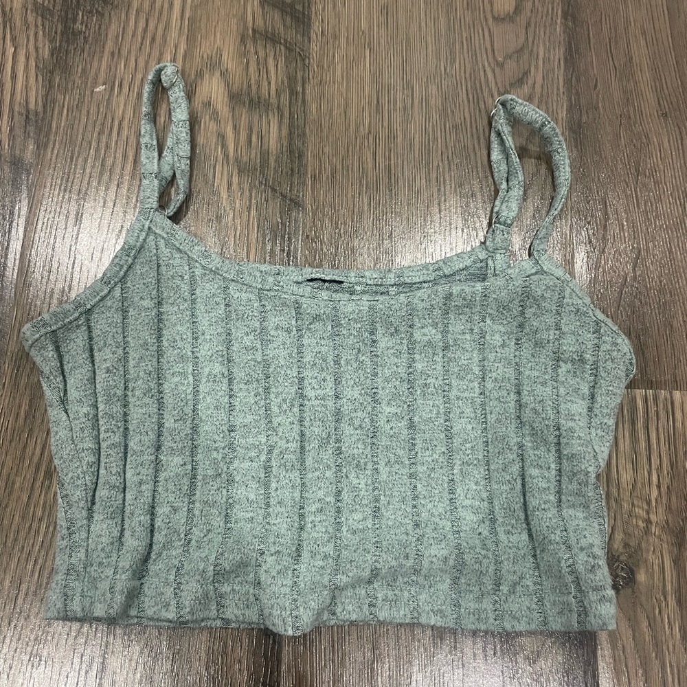 Women's Gray Ribbed Crop Top